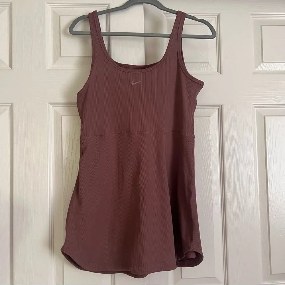 NIKE One Dri-FIT Dress with Built in Shorts in Smokey Mauve NEW Large MSRP $85